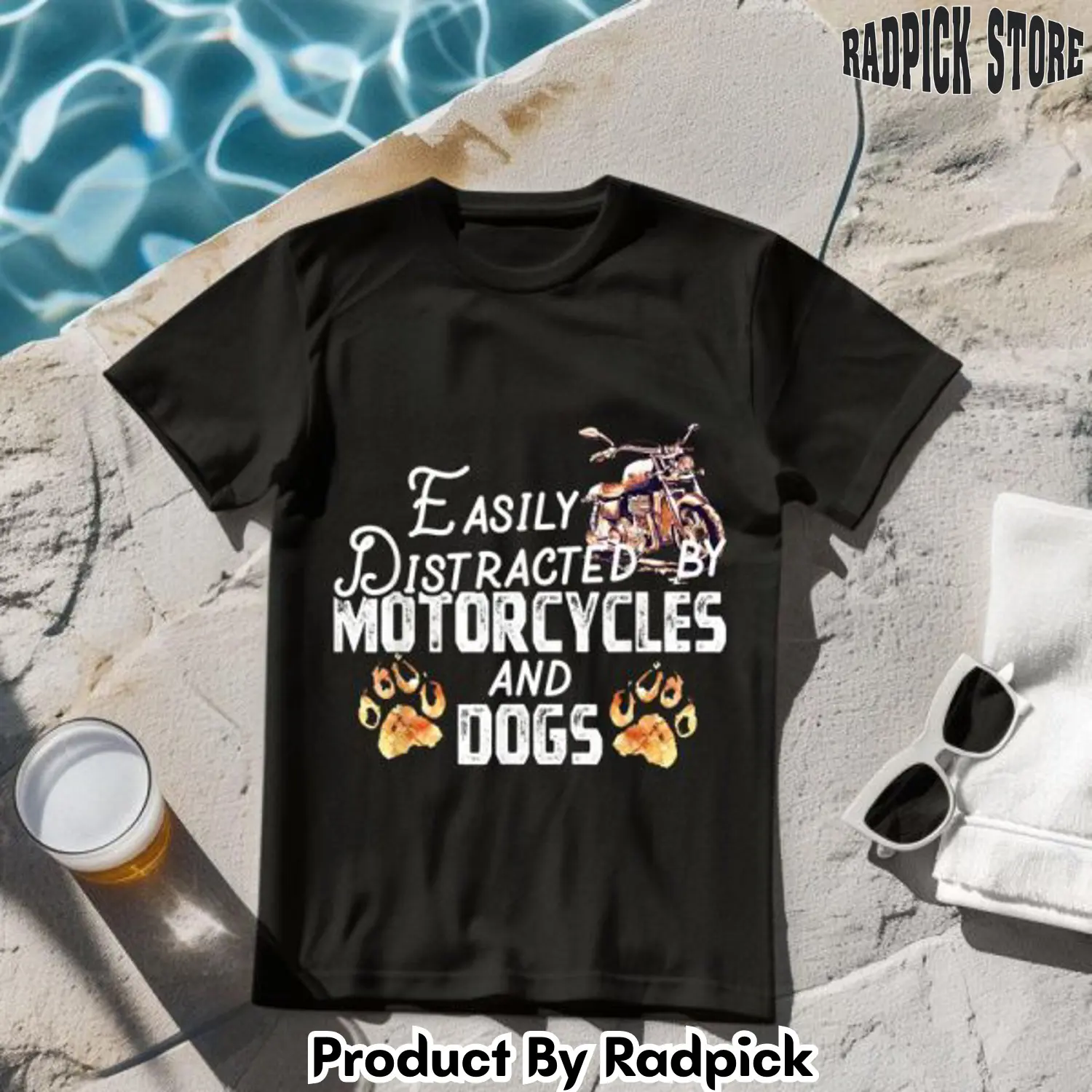 Easily distracted by motorcycles and dogs tshirt rp2558099